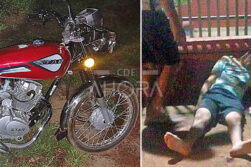 Motociclista sin casco cae de su biciclo quedando gravemente herido.