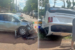 Accidente en CDE deja una mujer herida y un vehículo volcado.