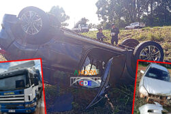 Triple colisión y vuelco en Ruta PY 07 deja cuatro personas heridas leves.