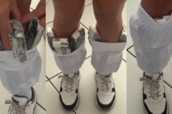 Detienen a BRASILEÑA con 76 frascos de ANABOLIZANTES sujetados en sus PIERNAS en el Puente de la Amistad.