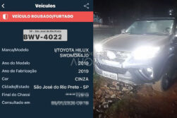 Camioneta de lujo abandonada por «cabriteros» fue robada en el Estado de Sao Paulo, Brasil.