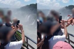 IRRESPONSABILIDAD INDIGNANTE: Hombre sostiene a BEBE sobre el PRECIPICIO de la Garganta del Diablo para una FOTO